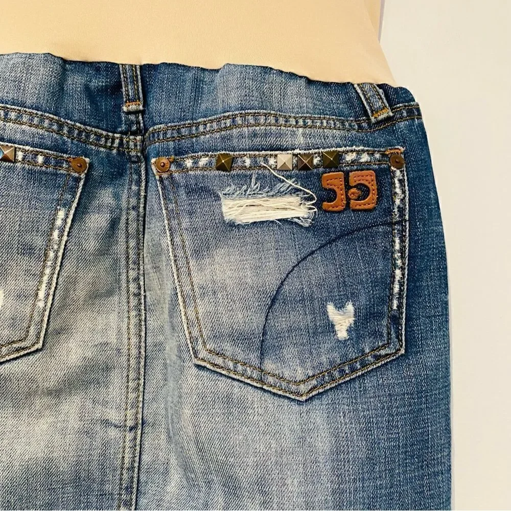 Joe’s Jeans/A Pea in the Pod Maternity Distressed Raw Hem Mini Skirt Size 28